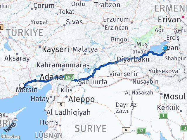 Van Erdemli Mersin Arası Kaç Km - Yol Haritası