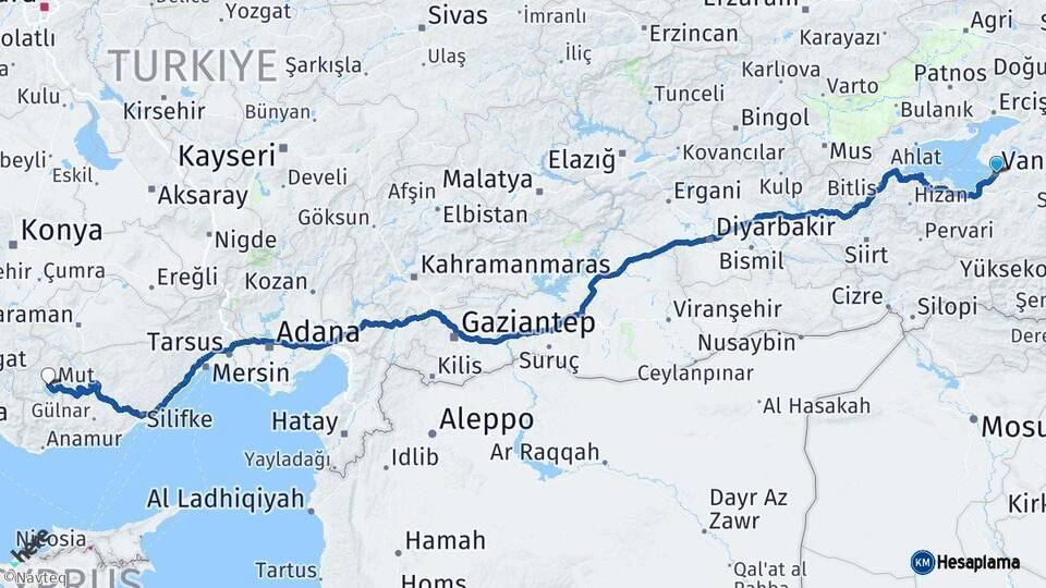 Van Ermenek Karaman Arası Kaç Km - Yol Haritası