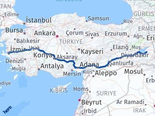 Van Gaziemir İzmir Arası Kaç Km - Yol Haritası