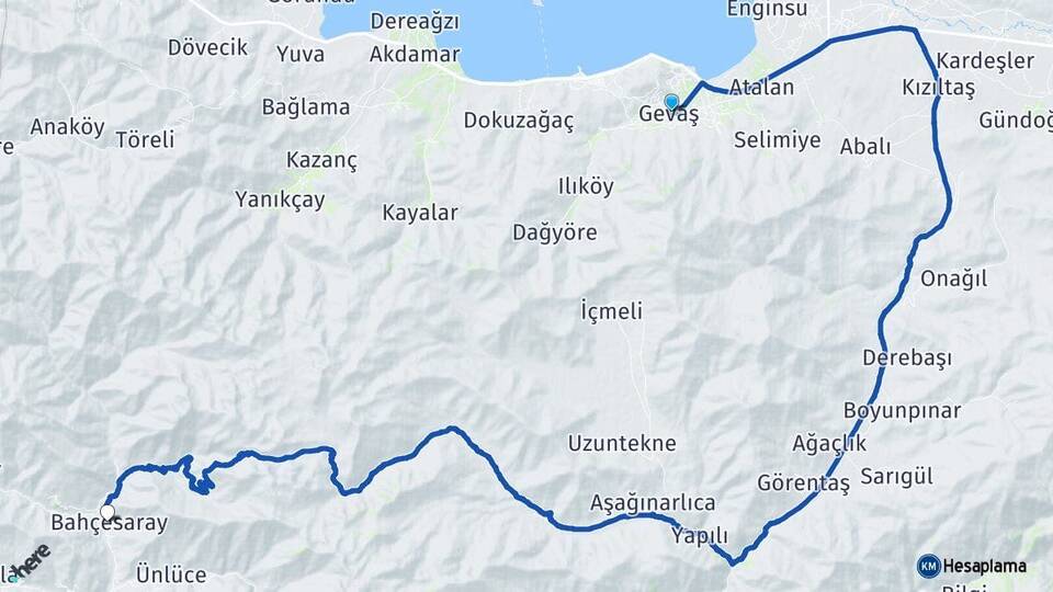Van Gevaş Bahçesaray Arası Kaç Km - Yol Haritası