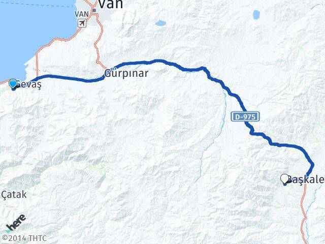 Van Gevaş Başkale Arası Kaç Km - Yol Haritası