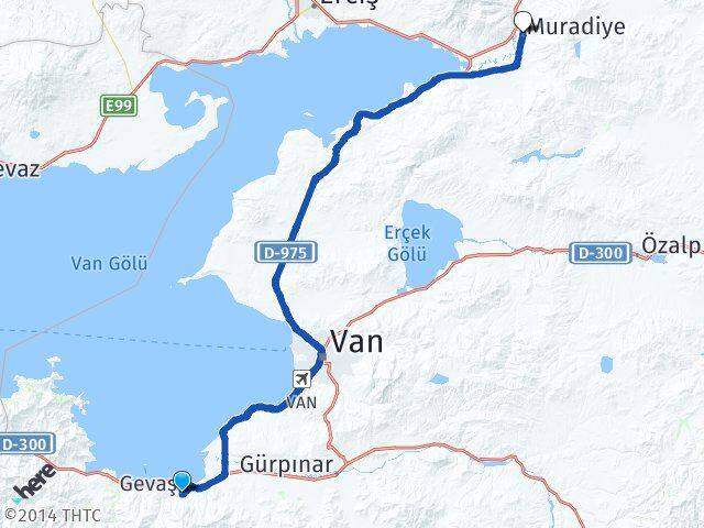 Van Gevaş Muradiye Arası Kaç Km - Yol Haritası