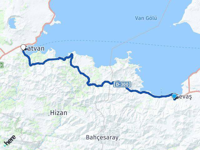 Van Gevaş Tatvan Bitlis Arası Kaç Km - Yol Haritası