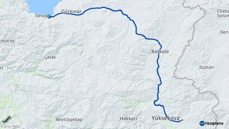 Van Gevaş Yüksekova Hakkari Arası Kaç Km - Yol Haritası