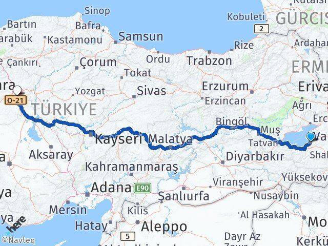Van Gölbaşı Ankara Arası Kaç Km - Yol Haritası