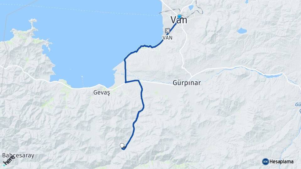 Van Görentaş Çatak Arası Kaç Km - Yol Haritası