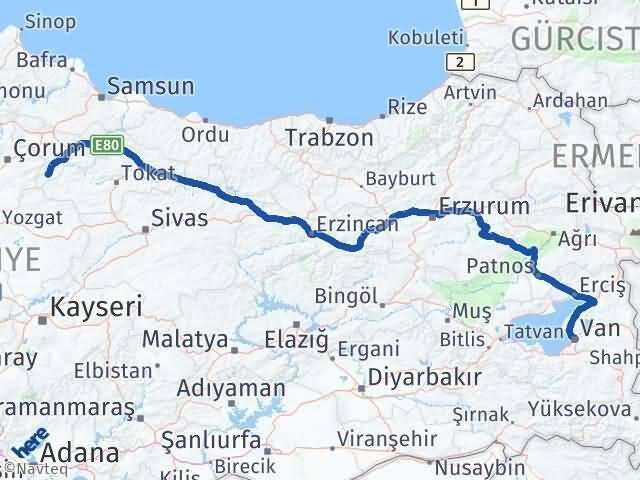 Van Göynücek Amasya Arası Kaç Km - Yol Haritası