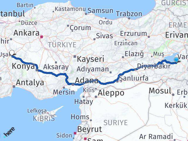 Van Gürpınar Afyonkarahisar Arası Kaç Km - Yol Haritası