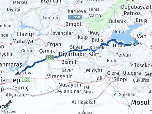 Van Gürpınar Bozova Şanlıurfa Arası Kaç Km - Yol Haritası