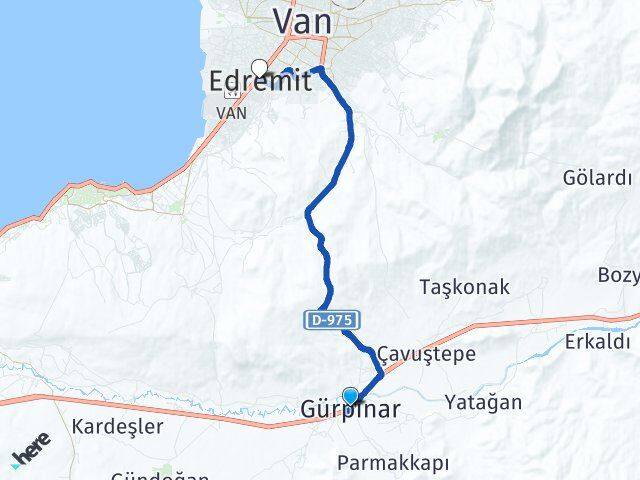 Van Gürpınar Edremit Arası Kaç Km - Yol Haritası