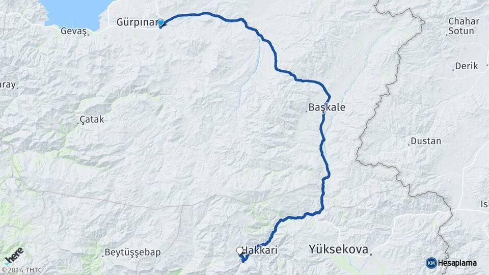 Van Gürpınar Hakkari Arası Kaç Km - Yol Haritası