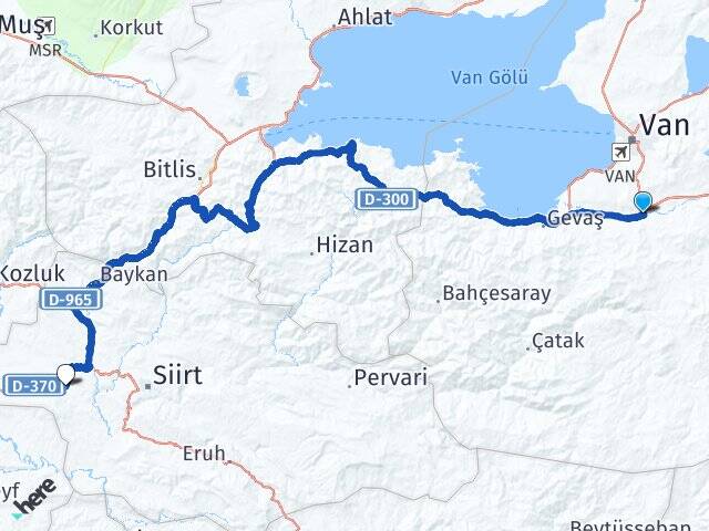 Van Gürpınar Kurtalan Siirt Arası Kaç Km - Yol Haritası
