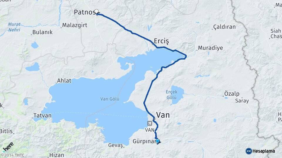 Van Gürpınar Patnos Ağrı Arası Kaç Km - Yol Haritası
