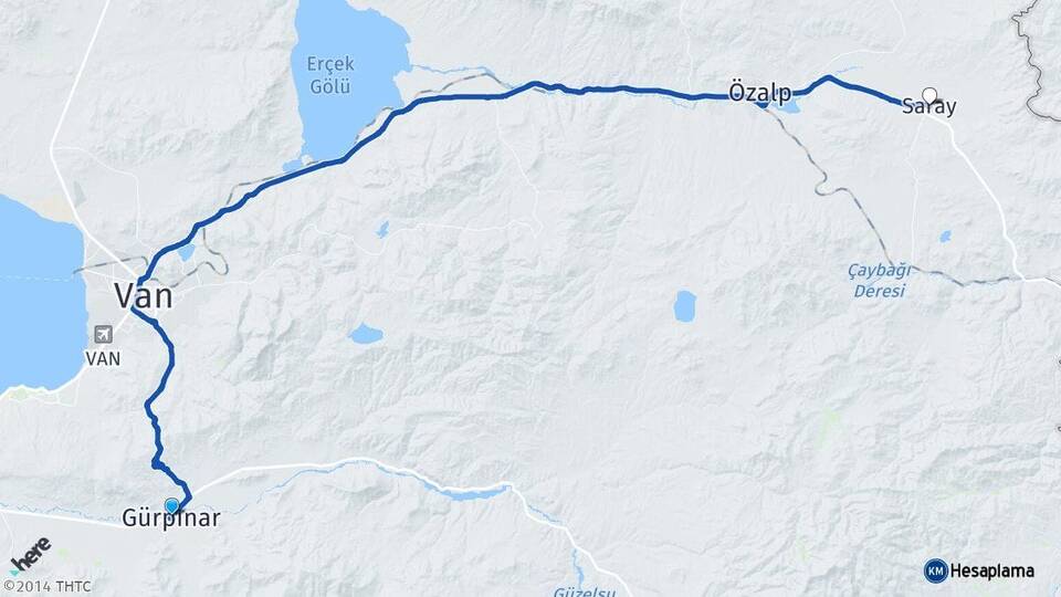 Van Gürpınar Saray Arası Kaç Km - Yol Haritası