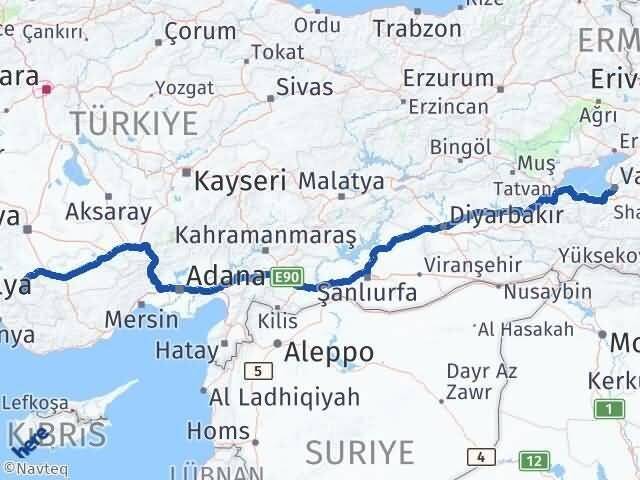 Van Hadim Konya Arası Kaç Km - Yol Haritası
