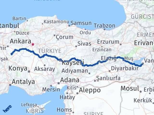 Van Han Eskişehir Arası Kaç Km - Yol Haritası