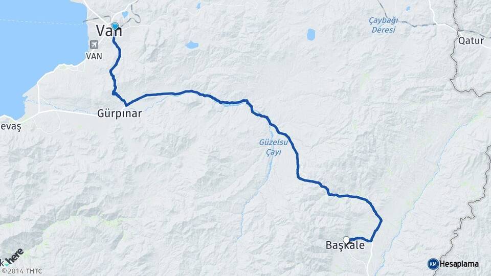 Van İpekyolu Başkale Arası Kaç Km - Yol Haritası