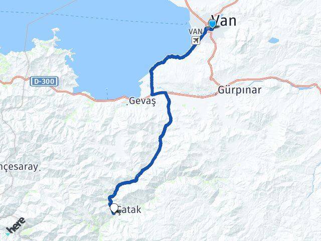 Van İpekyolu Çatak Arası Kaç Km - Yol Haritası