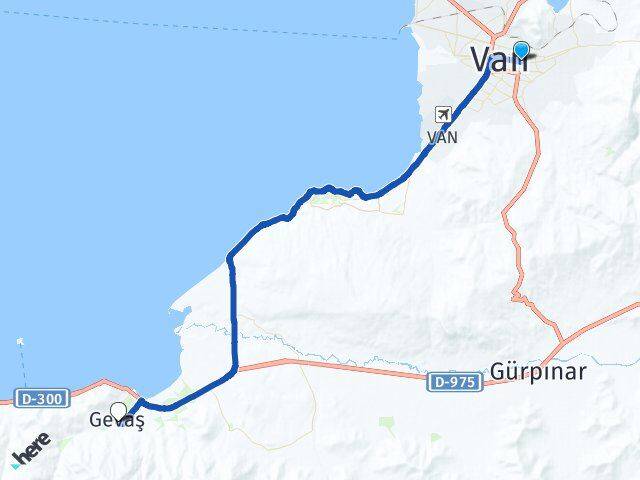 Van İpekyolu Gevaş Arası Kaç Km - Yol Haritası