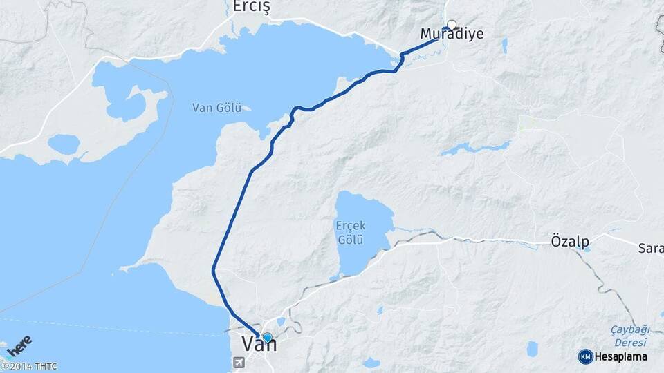 Van İpekyolu Muradiye Arası Kaç Km - Yol Haritası
