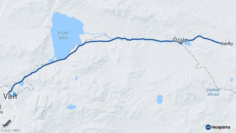 Van İpekyolu Saray Arası Kaç Km - Yol Haritası