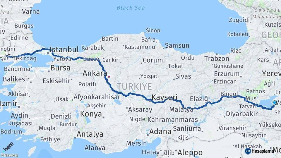 Van İpsala Edirne Arası Kaç Km - Yol Haritası