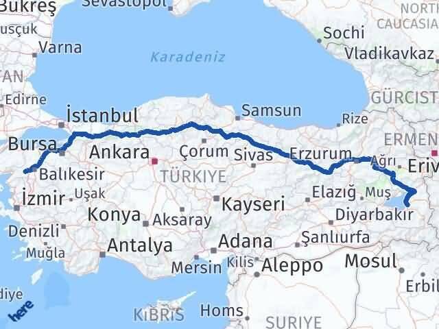 Van İvrindi Balıkesir Arası Kaç Km - Yol Haritası