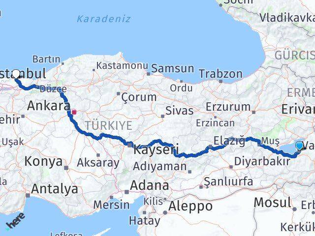 Van Kandıra Kocaeli Arası Kaç Km - Yol Haritası