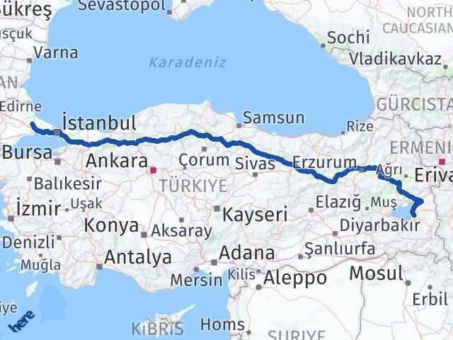 Van Kapaklı Tekirdağ Arası Kaç Km - Yol Haritası
