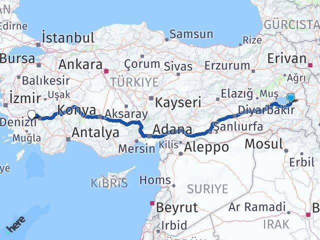 Van Karacasu Aydın Arası Kaç Km - Yol Haritası