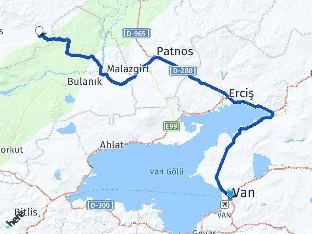 Van Karaçoban Erzurum Arası Kaç Km - Yol Haritası