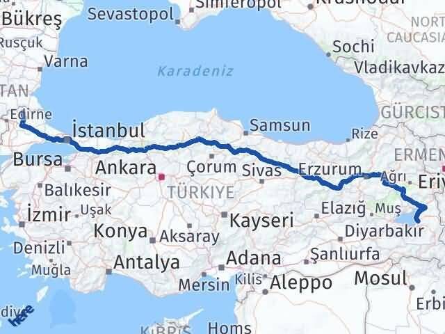 Van Kofçaz Kırklareli Arası Kaç Km - Yol Haritası