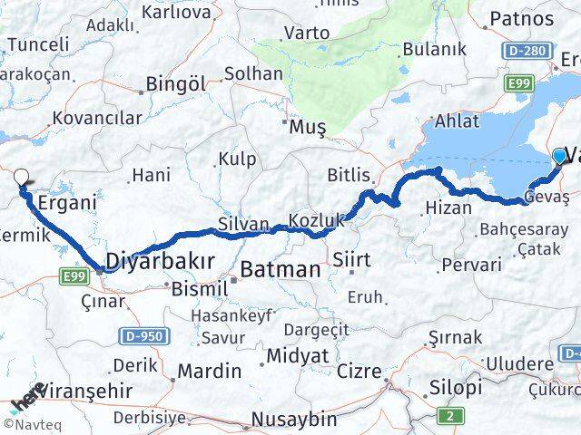 Van Maden Elazığ Arası Kaç Km - Yol Haritası