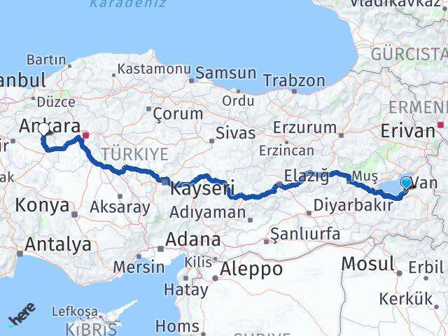 Van Mihalıççık Eskişehir Arası Kaç Km - Yol Haritası