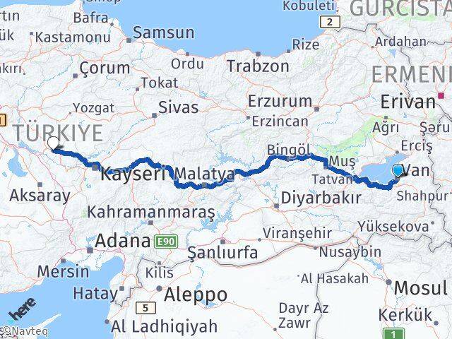 Van Mucur Kırşehir Arası Kaç Km - Yol Haritası
