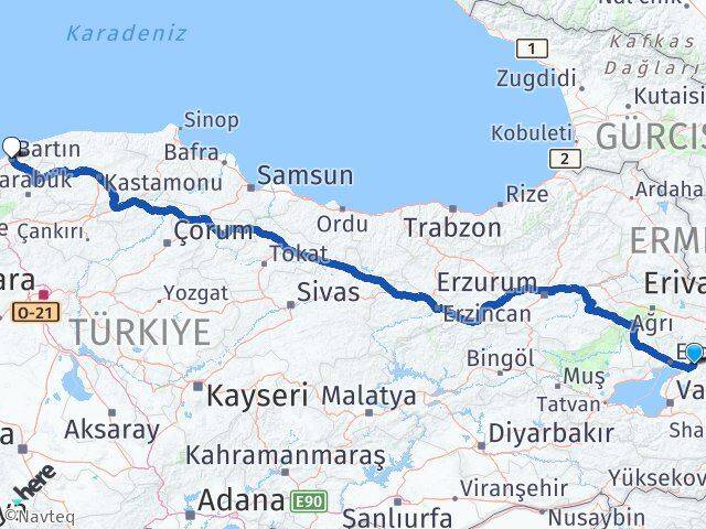 Van Muradiye Bartın Arası Kaç Km - Yol Haritası