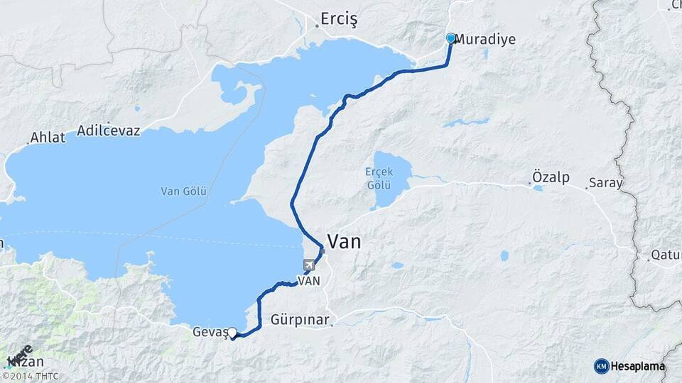 Van Muradiye Gevaş Arası Kaç Km - Yol Haritası