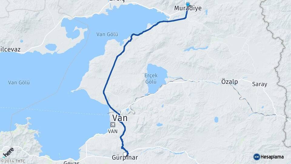 Van Muradiye Gürpınar Arası Kaç Km - Yol Haritası
