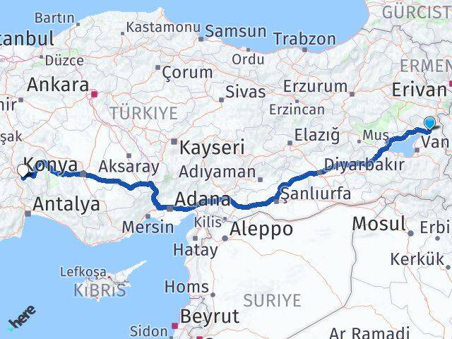 Van Muradiye Isparta Arası Kaç Km - Yol Haritası