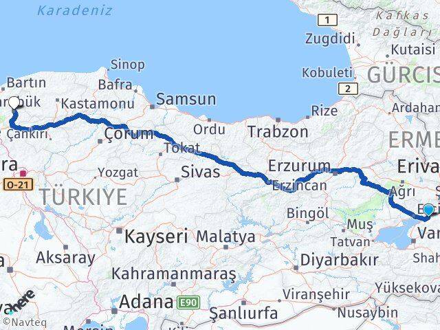 Van Muradiye Karabük Arası Kaç Km - Yol Haritası