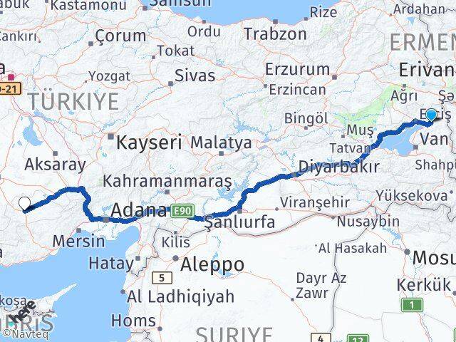 Van Muradiye Karaman Arası Kaç Km - Yol Haritası