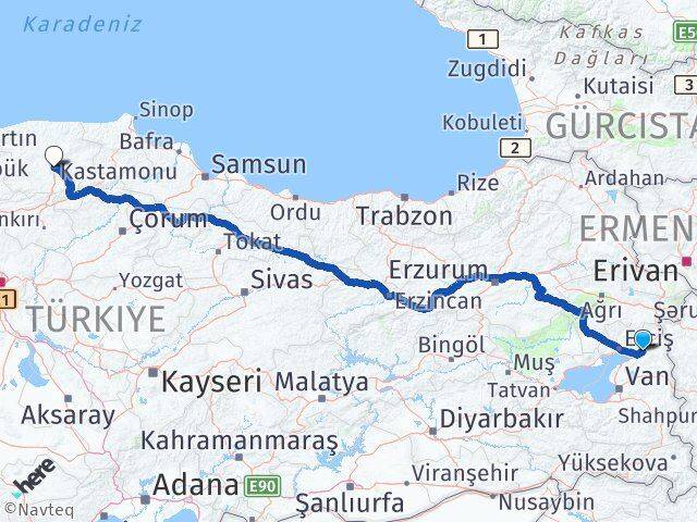 Van Muradiye Kastamonu Arası Kaç Km - Yol Haritası