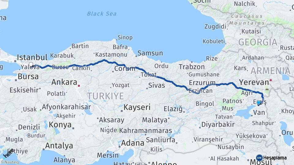 Van Muradiye Kocaeli Arası Kaç Km - Yol Haritası
