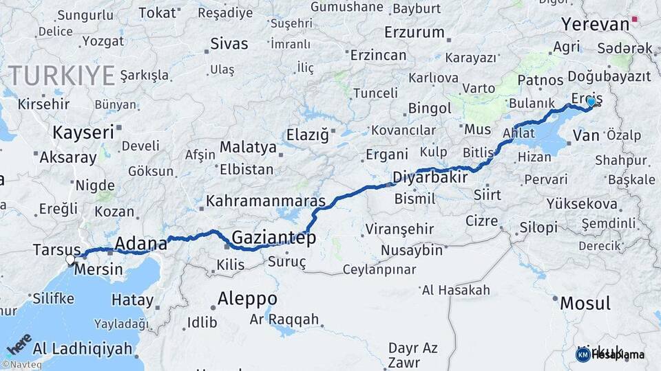 Van Muradiye Mersin Arası Kaç Km - Yol Haritası