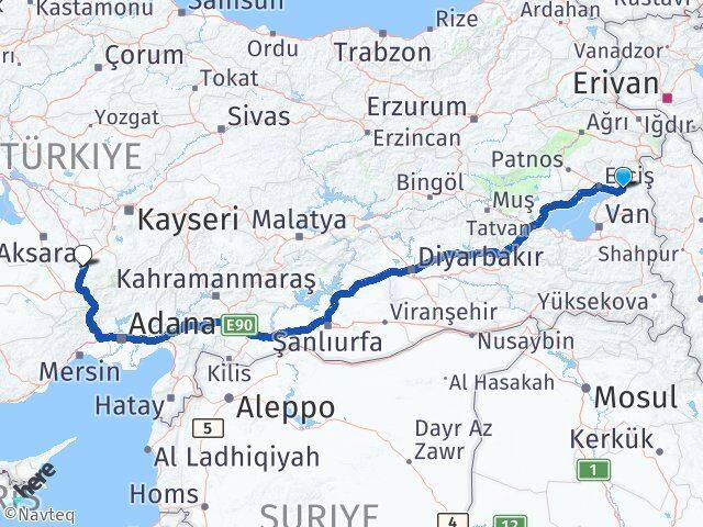 Van Muradiye Niğde Arası Kaç Km - Yol Haritası