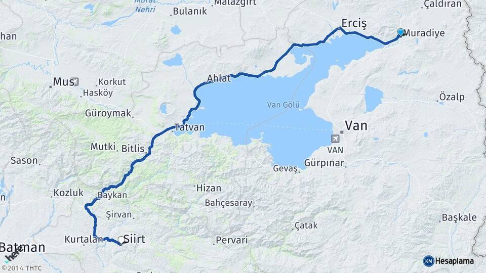 Van Muradiye Siirt Arası Kaç Km - Yol Haritası
