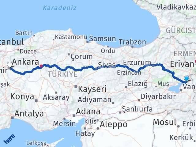 Van Muradiye Tepebaşı Eskişehir Arası Kaç Km - Yol Haritası
