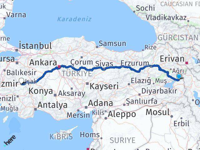 Van Muradiye Uşak Arası Kaç Km - Yol Haritası