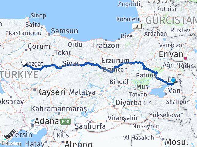 Van Muradiye Yozgat Arası Kaç Km - Yol Haritası