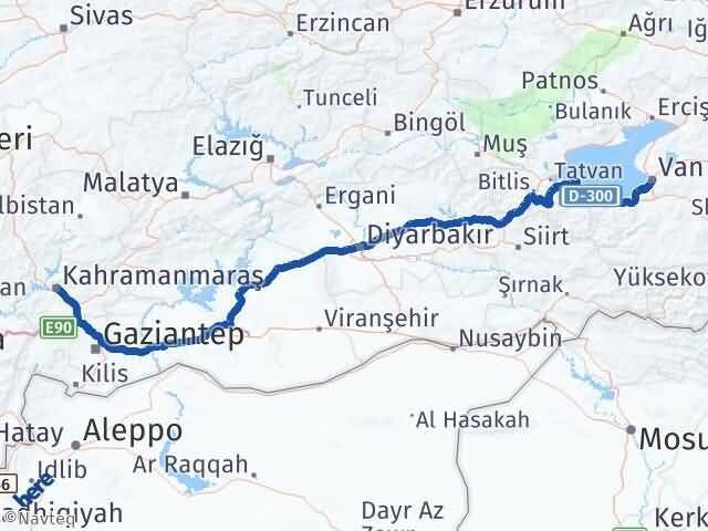 Van Onikişubat Kahramanmaraş Arası Kaç Km - Yol Haritası